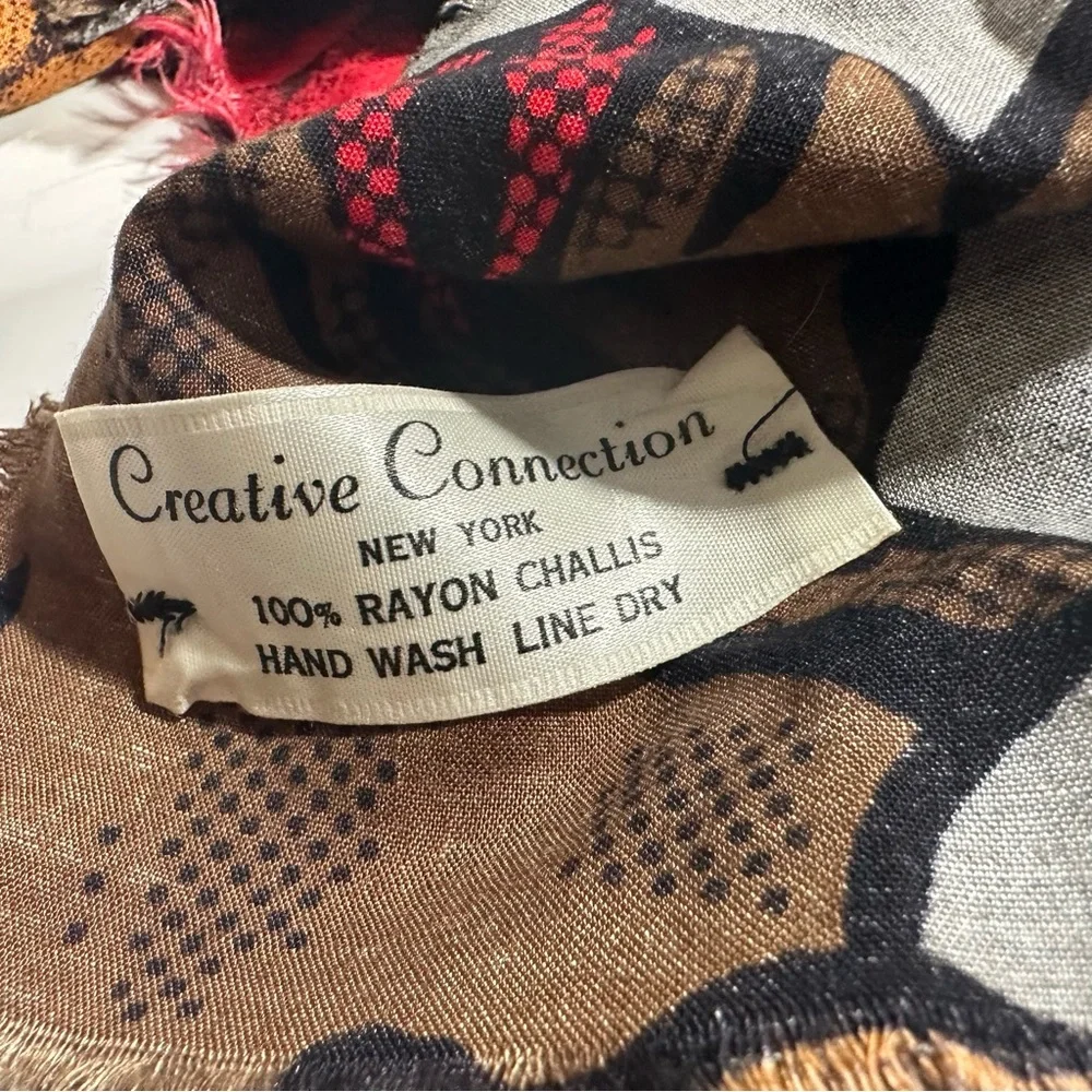 Vintage Boho Square Scarf Vibrant Rayon Challis Mystical Floral Print 70s 80s - Picture 7 of 7